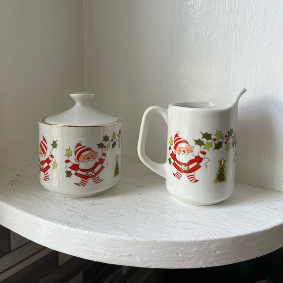 Holiday Vintage Good Christmas Elves Sugar And Creamer Poshmark